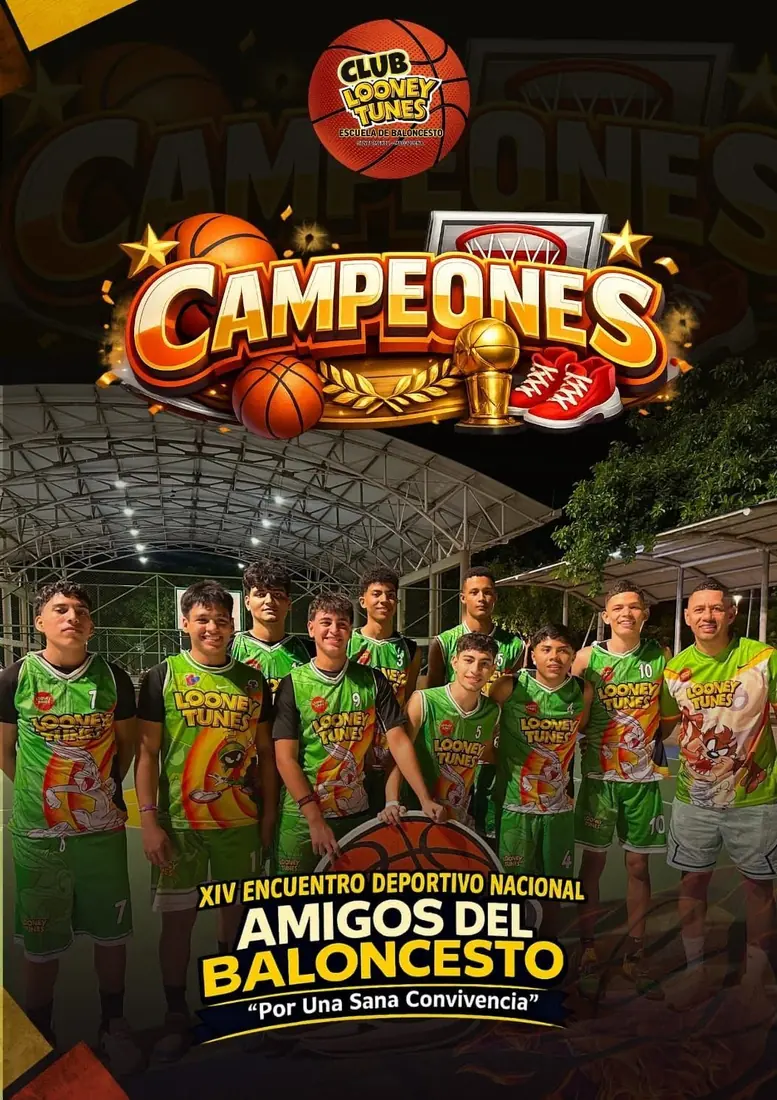 Equipo juvenil campeón del XIV Encuentro Deportivo Nacional Amigos del Baloncesto