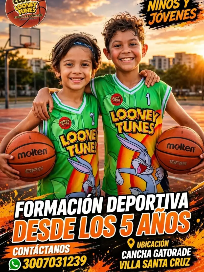 Afiche de inscripciones: formación deportiva desde los 5 años